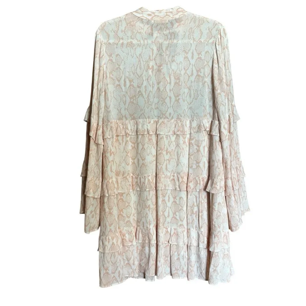 KARLIE Tiered Flutter Tunic Dress Womens Medium Multicolor Print Fairy Gauze - Picture 6 of 9